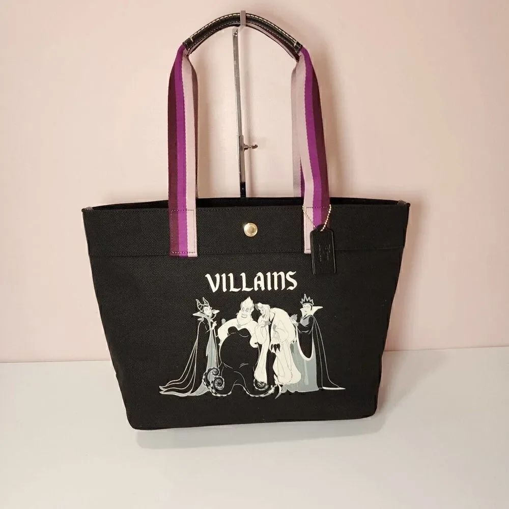 NWT Coach CC407 Disney X Coach Tote With Villains Motif Black Multi